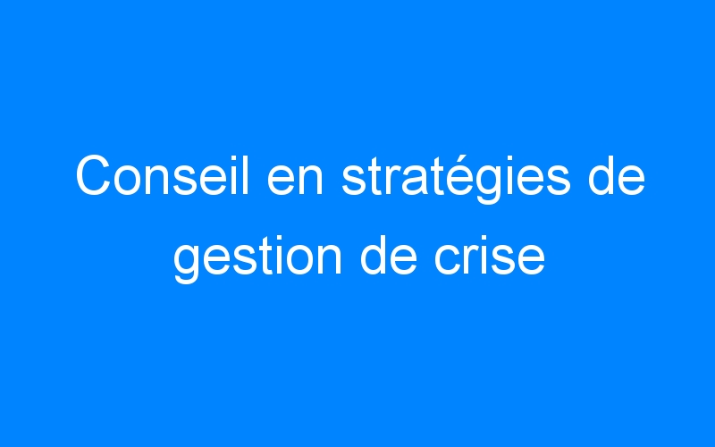 Lire la suite à propos de l’article Conseil en stratégies de gestion de crise